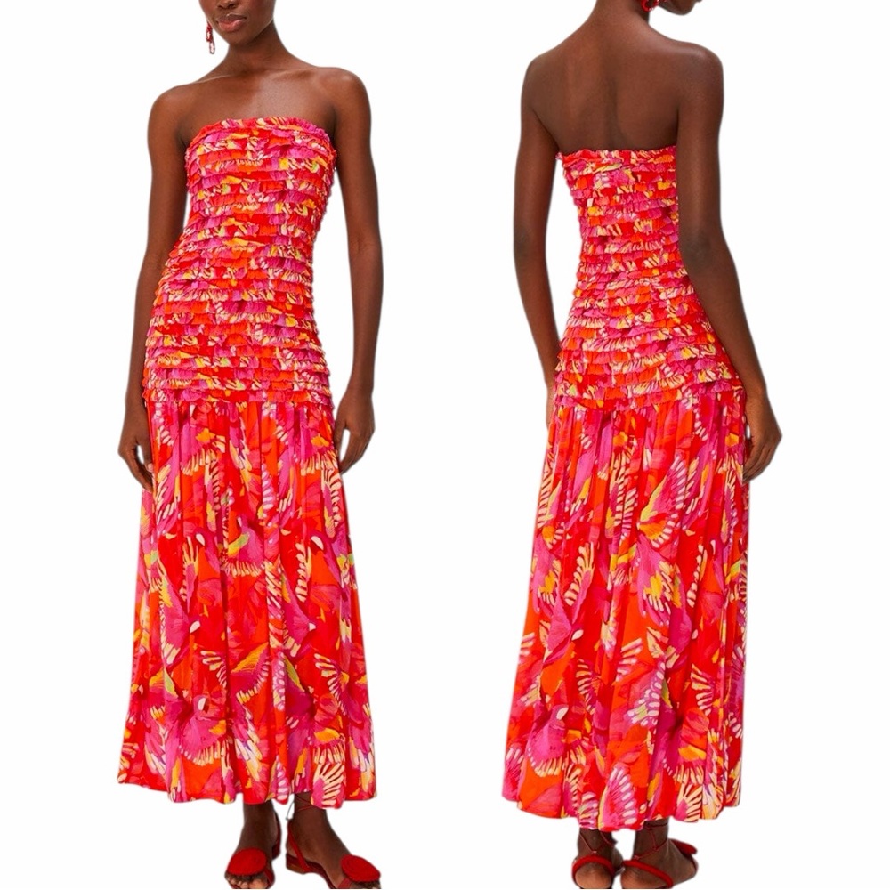 NEW FARM RIO Flying Birds Ruffled Dress Size XL